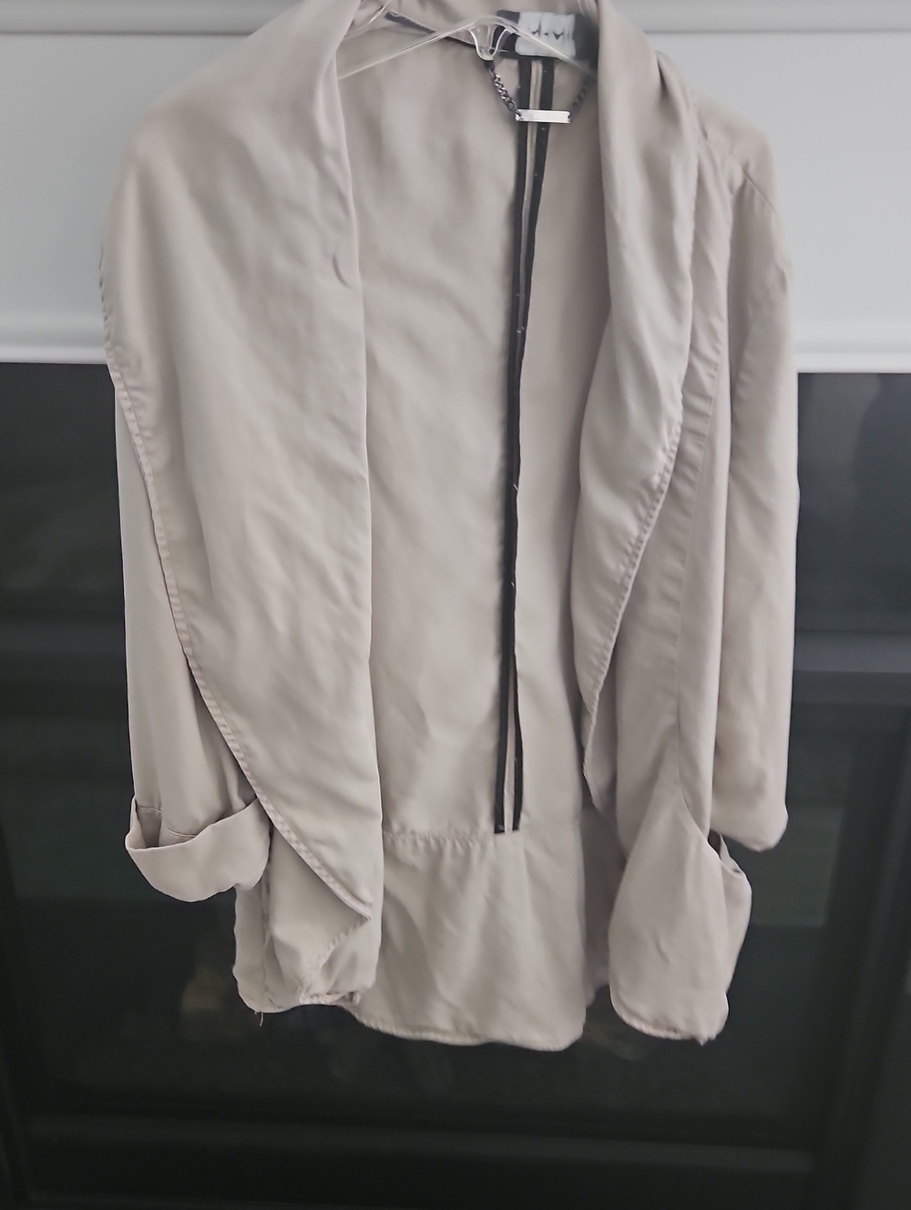 Tahari Draped Open-Front Blazer in Light Taupe